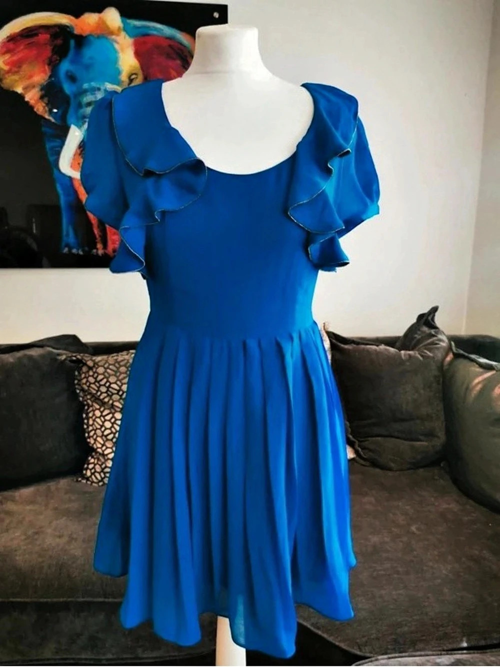 Blue Ruffle Sleeve Maxi Dress